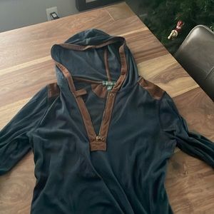 Navy and brown long sleeve shirt.  Size medium. Ralph Lauren.